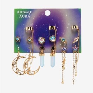 Cosmic Aura‎ Crystal Planet Heart Cuff Earring Set Hot Topic